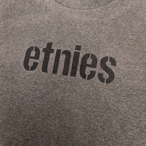 Men's Medium, Etnies logo T-shirt, dark gray